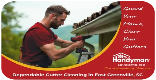 Handyman repairing gutters.