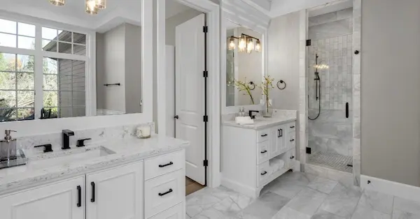 Newly remodeled bathroom performed by Mr. Handyman in Wichita.