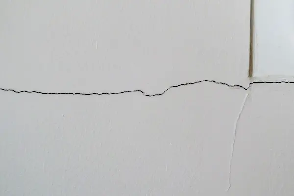 Crack in drywall at Wichita home in need of drywall repair.