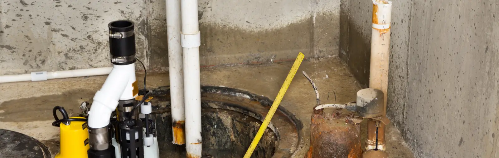 A sump pump being worked on