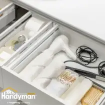 Double sink bathroom vanity installation.