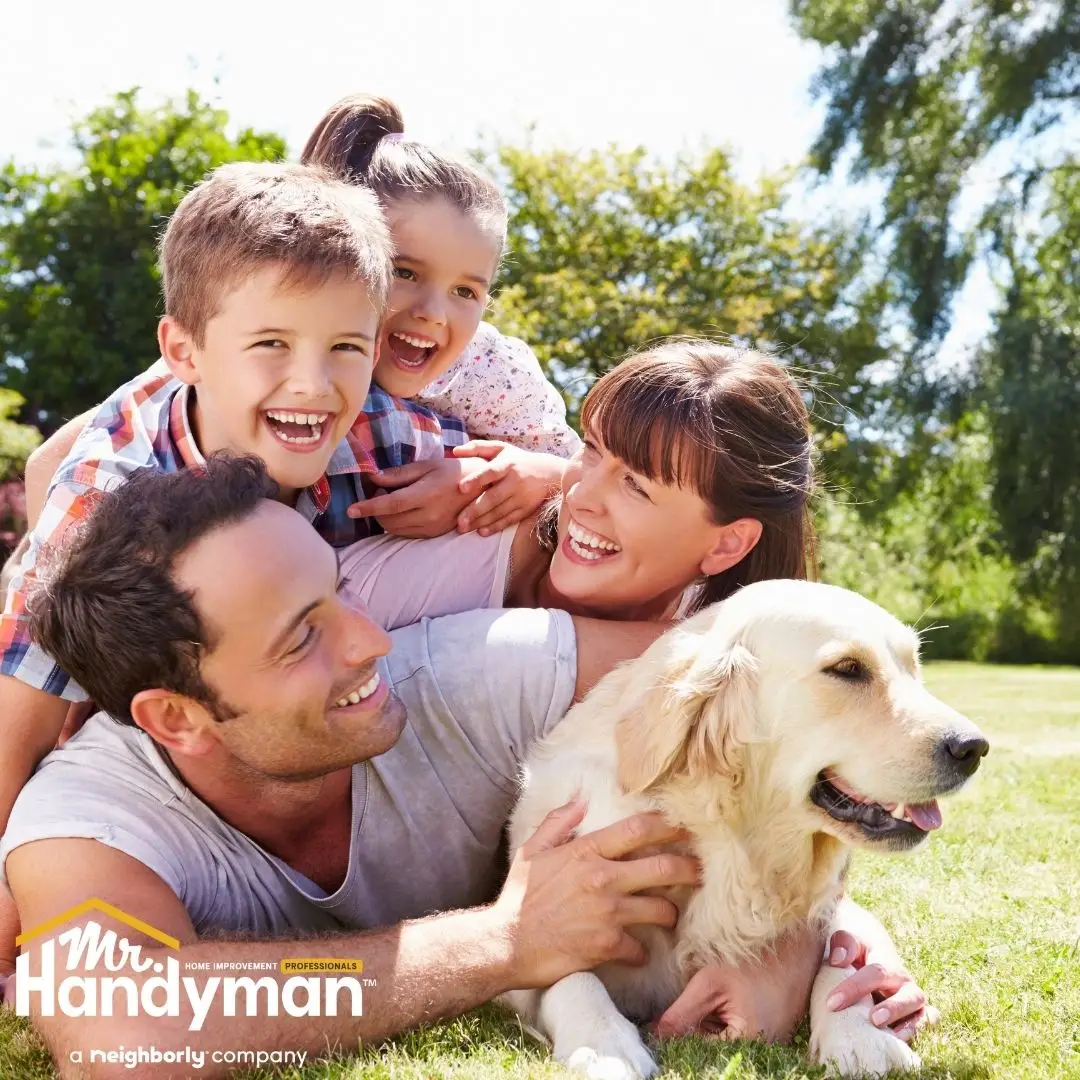 Family with dog.