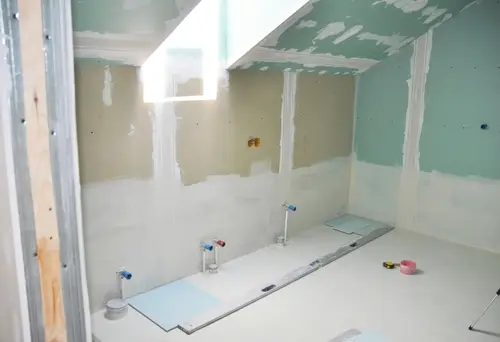 Bathroom remodel in progress.