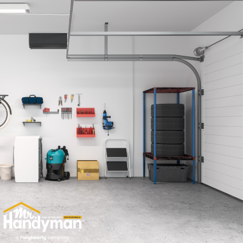 Organized Florida garage with upgraded shelving and storage in Palm Harbor, Clearwater and Largo