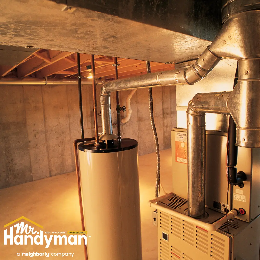 A view of a basement with some systems.