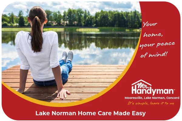 Lady relaxing by looking at Lake Norman.
