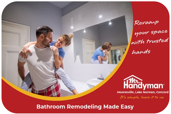 A couple happy with their bathroom renovation.
