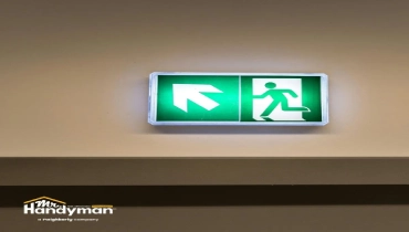 Illuminated exit sign.