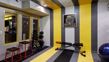 Paint touch-ups on gym walls in Oklahoma City and Norman.