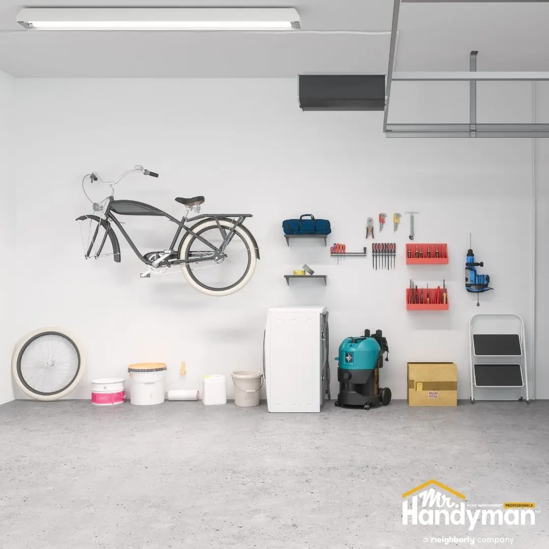 Garage wall storage system.
