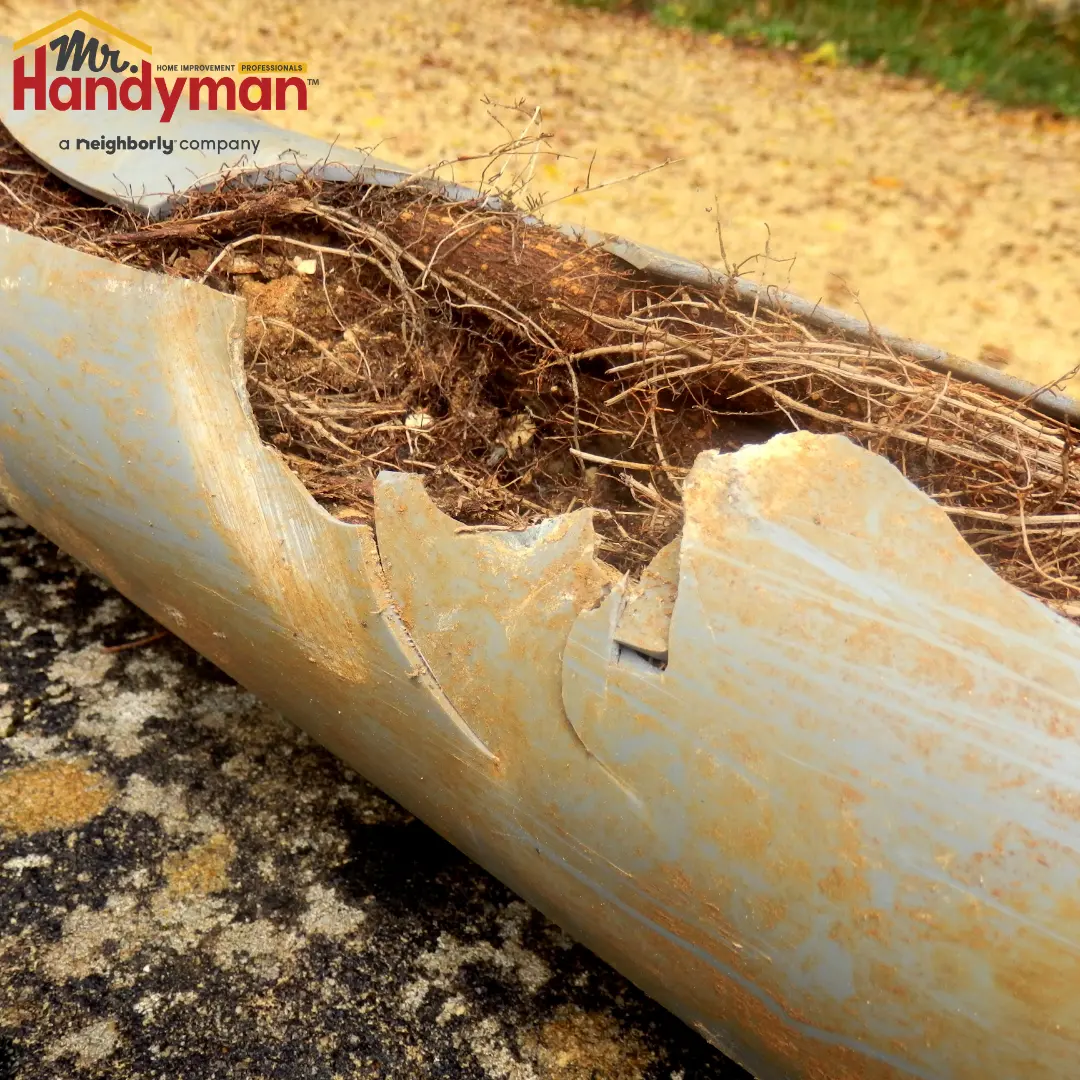 Handyman inspecting a sewer cleanout access point at a Bristol, IN home