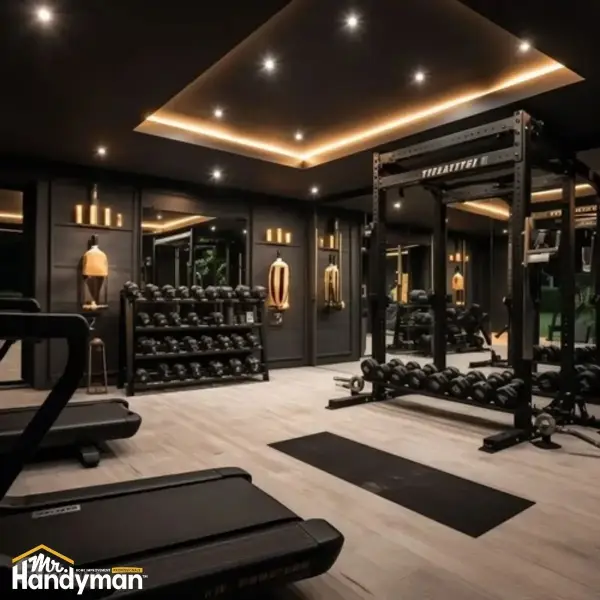 A modern home gym with treadmills.