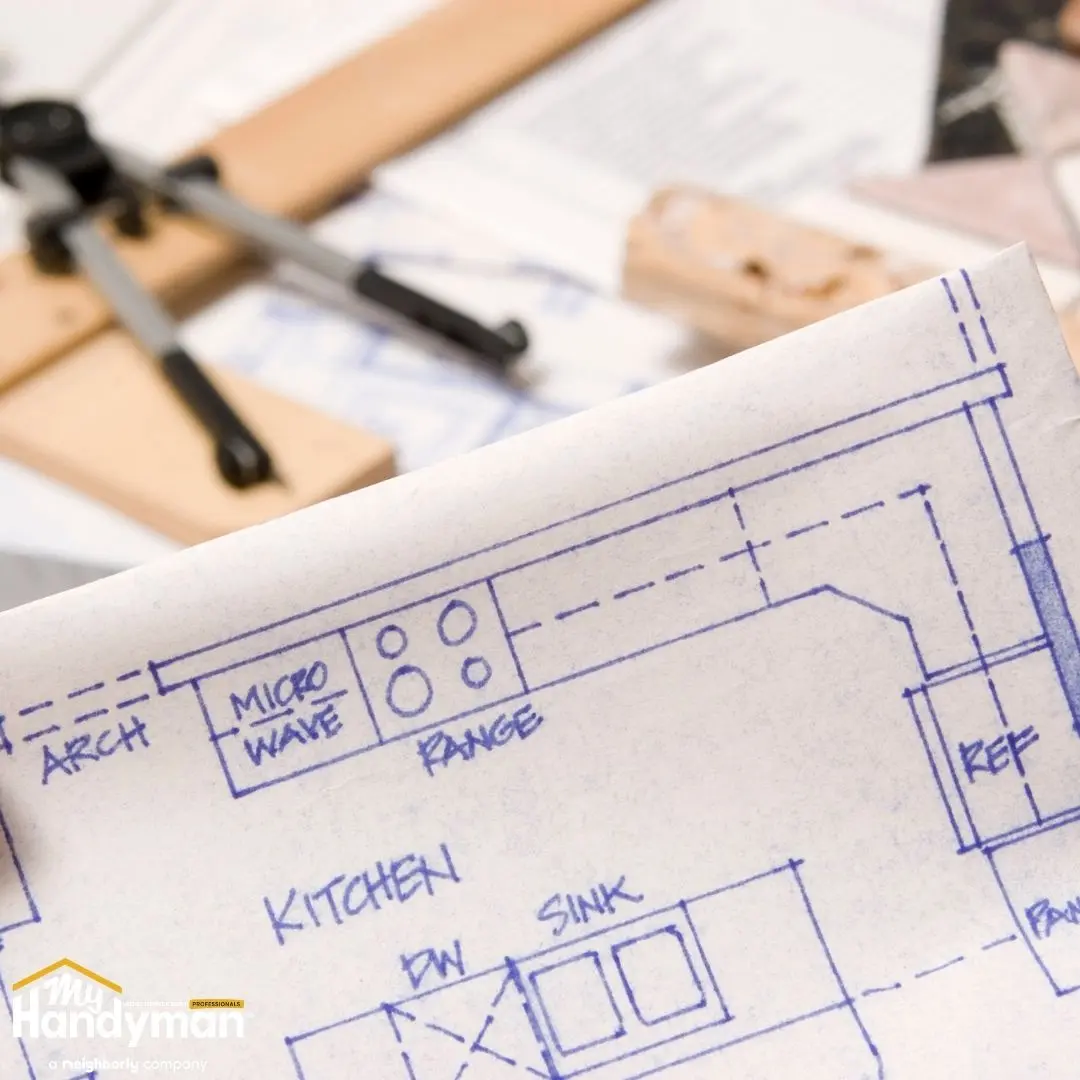 Home remodel planning blueprints.