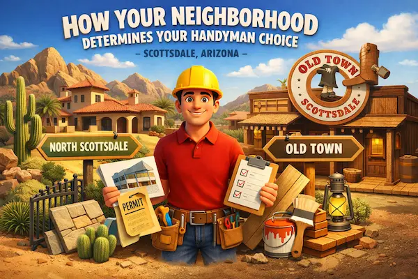 Image of a handyman in an old west setting.