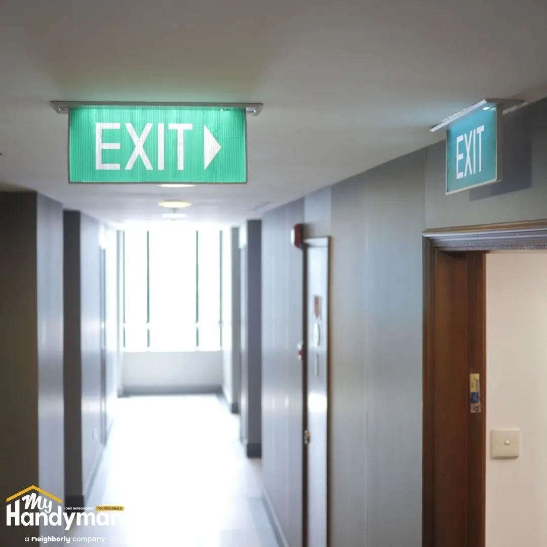 Exit sign for safety.