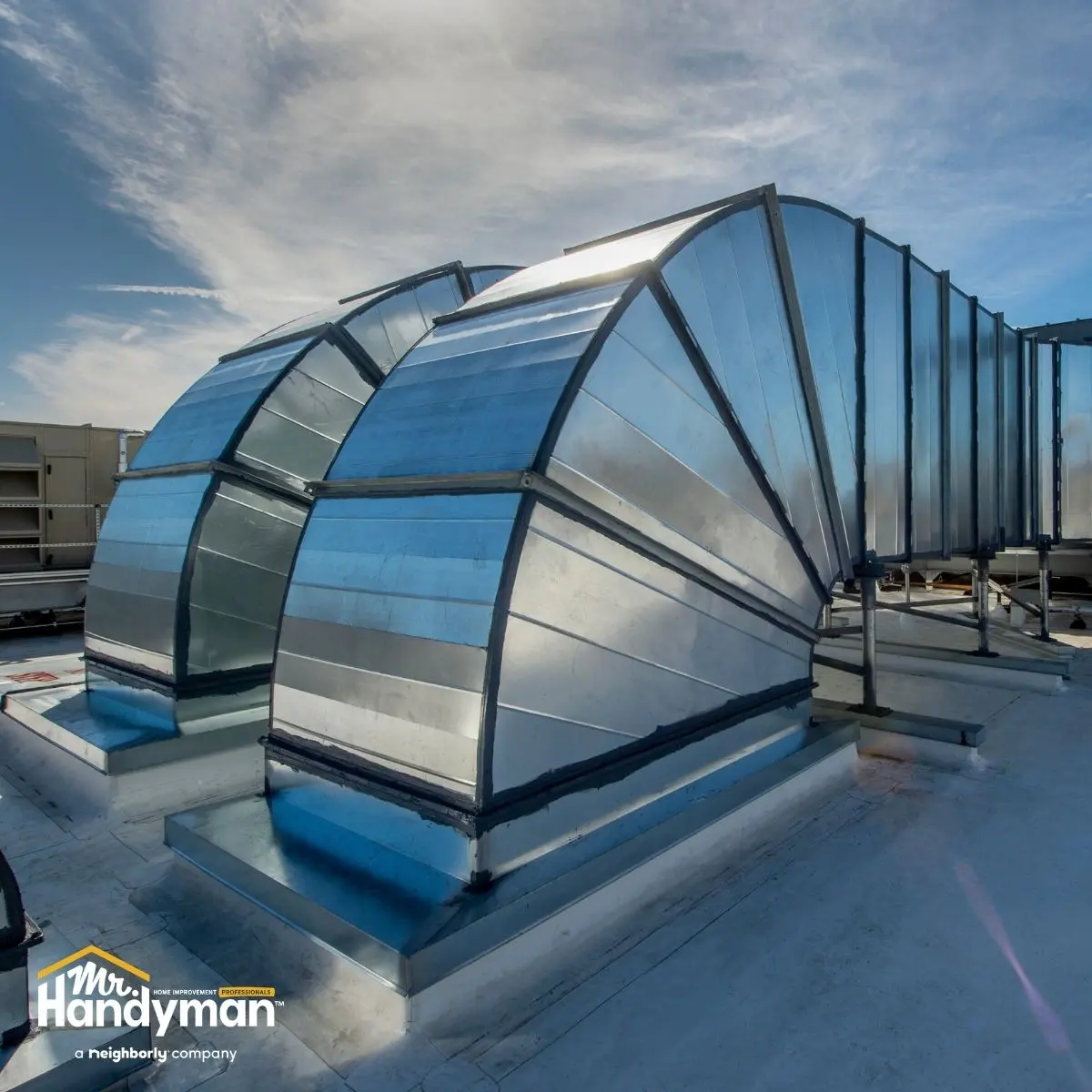 Mr. Handyman technician performing spring commercial property maintenance inspection in Wichita