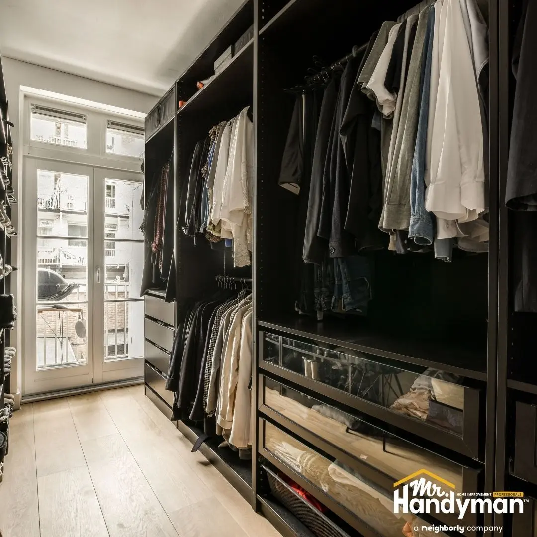 Custom closet storage installation.