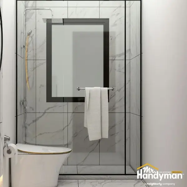 Mr. Handyman modern shower glass shower upgrade.