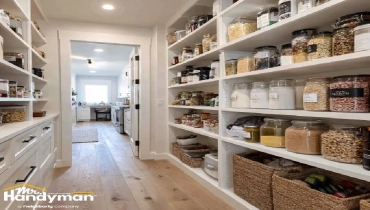 Pantry shelving organization.