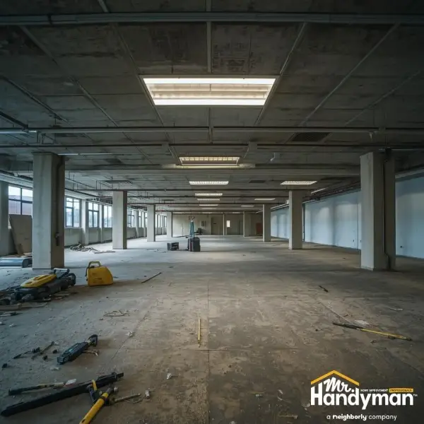 Commercial handyman completing office repairs in Montgomery Village, MD workplace