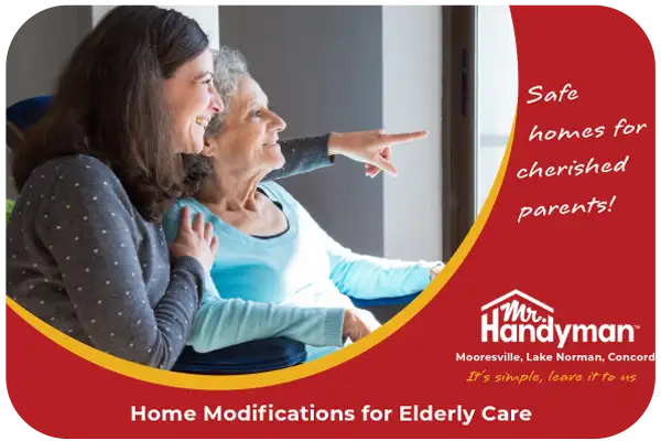 Daughter taking care of elderly mother.