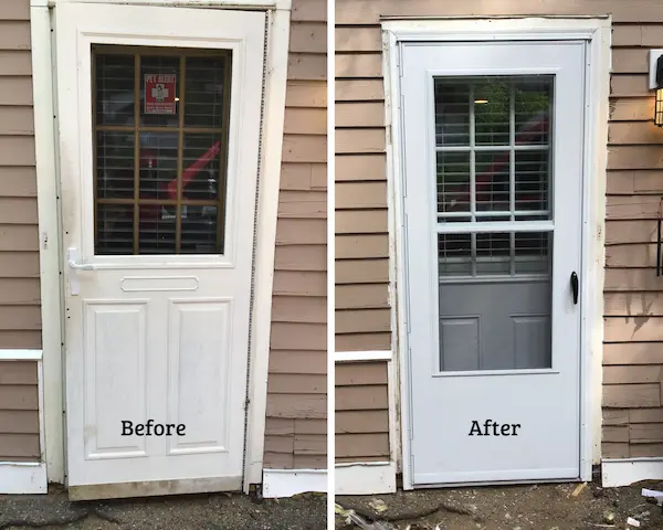 Window repair before and after.