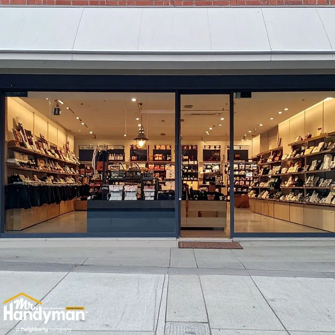 The storefront of a retail store.