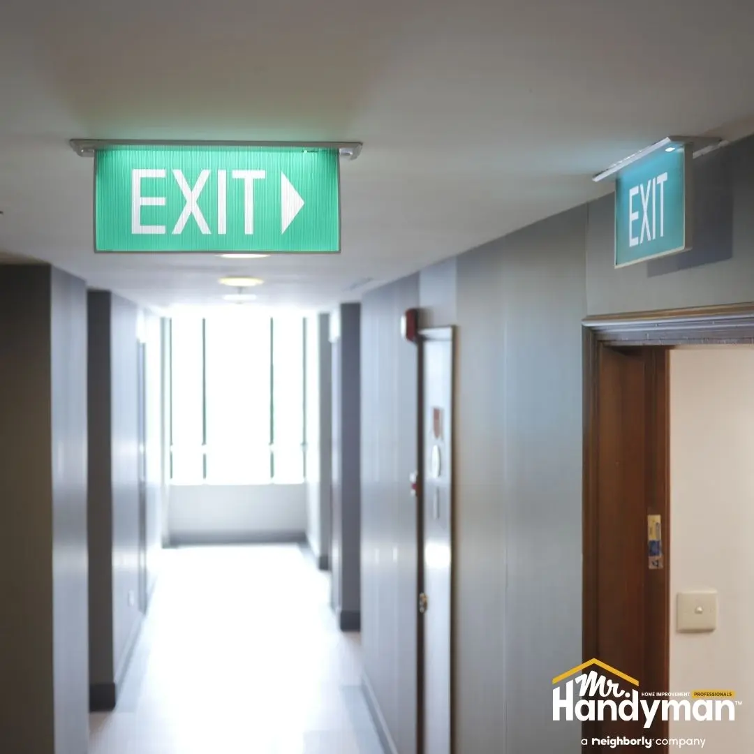 Exit sign safety compliance.