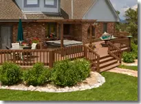 Exterior Wood Deck with railing and stairs.