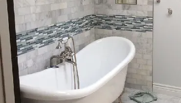 Tiled bathroom.