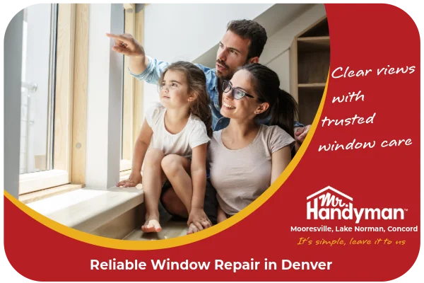 Family enjoying looking outside their windows.