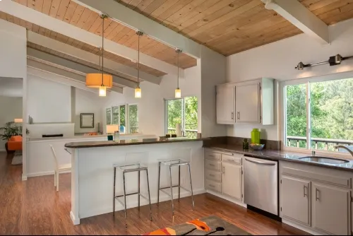 Large open kitchen and living room.