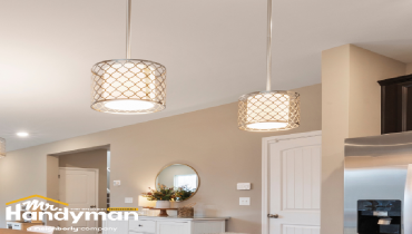 Pendant lighting upgrade during a small year-end home renovation in Palm Harbor.